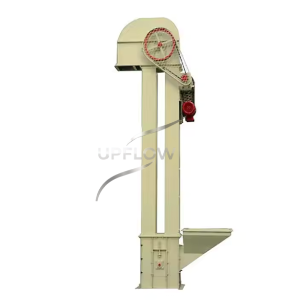 Plate chain elevator with steel buckets and wear-resistant parts