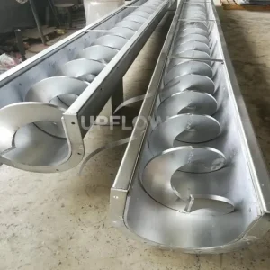 Horizontal shaftless spiral conveyor for bulk materials