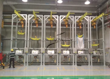 Big bag discharging station for powder and granule materials