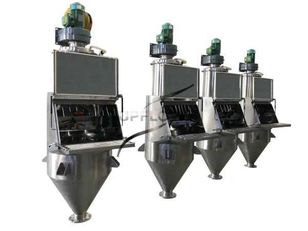 Manual unloading station for small bag powder material