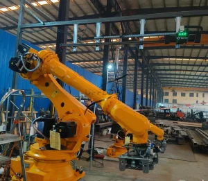 Material handling robotic arm working on bulk bag discharge