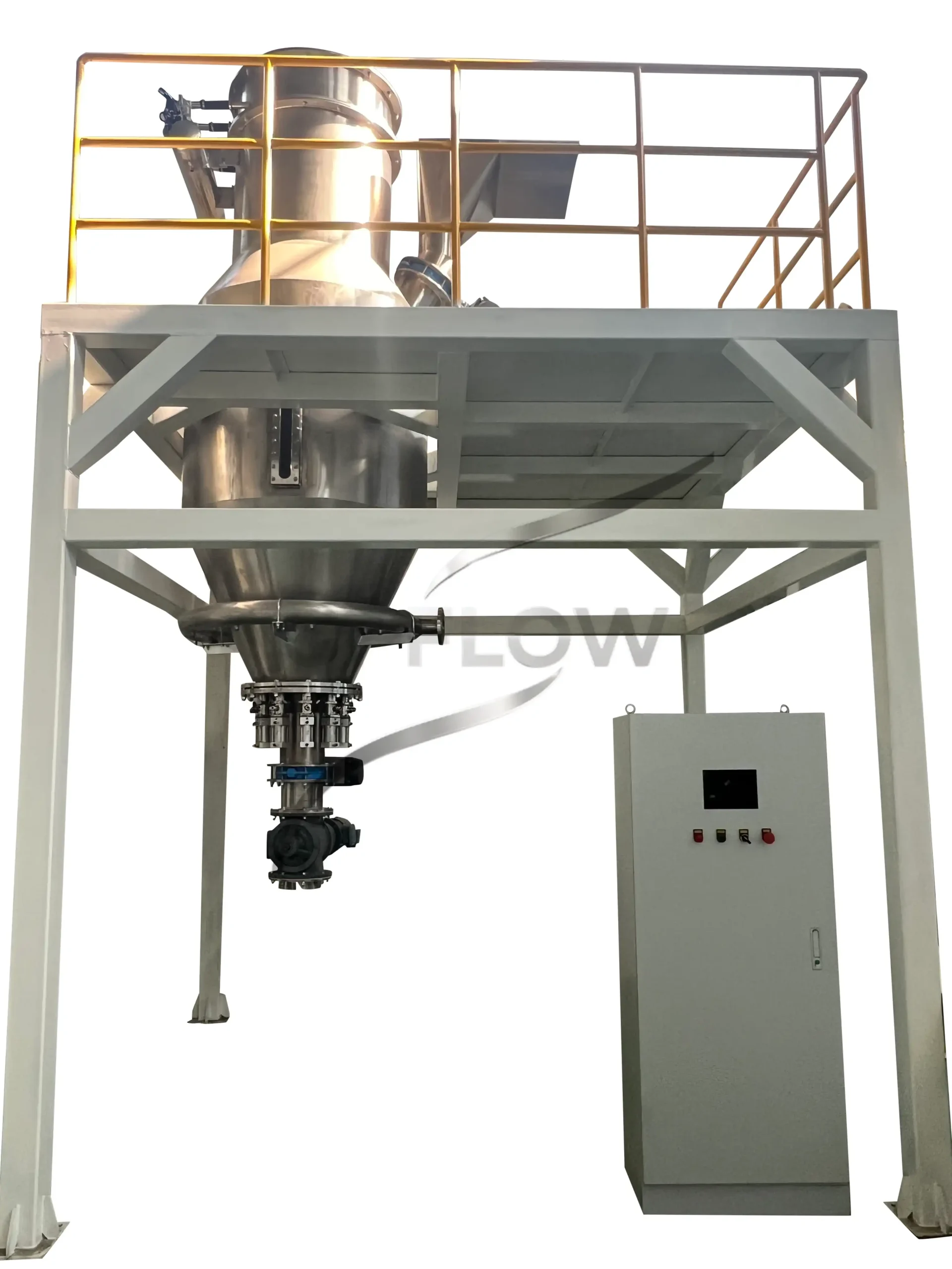 Airflow mixer for powder mixing with dust-free enclosed design