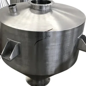 Custom stainless steel powder tank manufactured for industrial powder storage applications