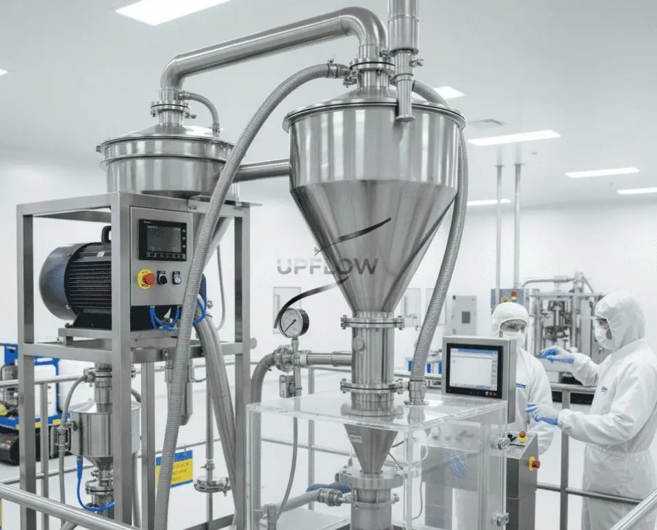 High sensitivity pharmaceutical powder pneumatic conveying system for safe powder handling