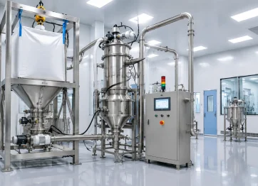 MCC pharmaceutical excipient powder handling system using vacuum conveying technology