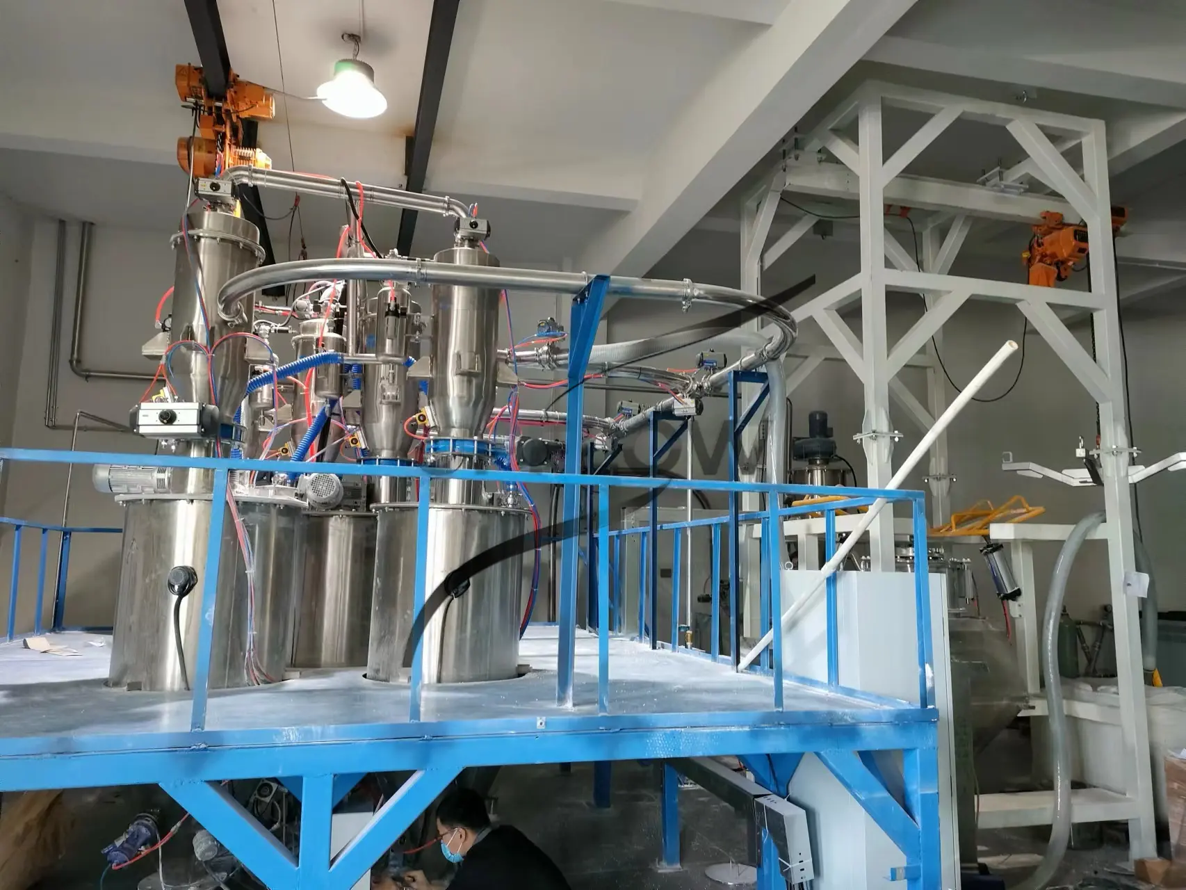 PVC powder pneumatic conveying system project for automatic material feeding